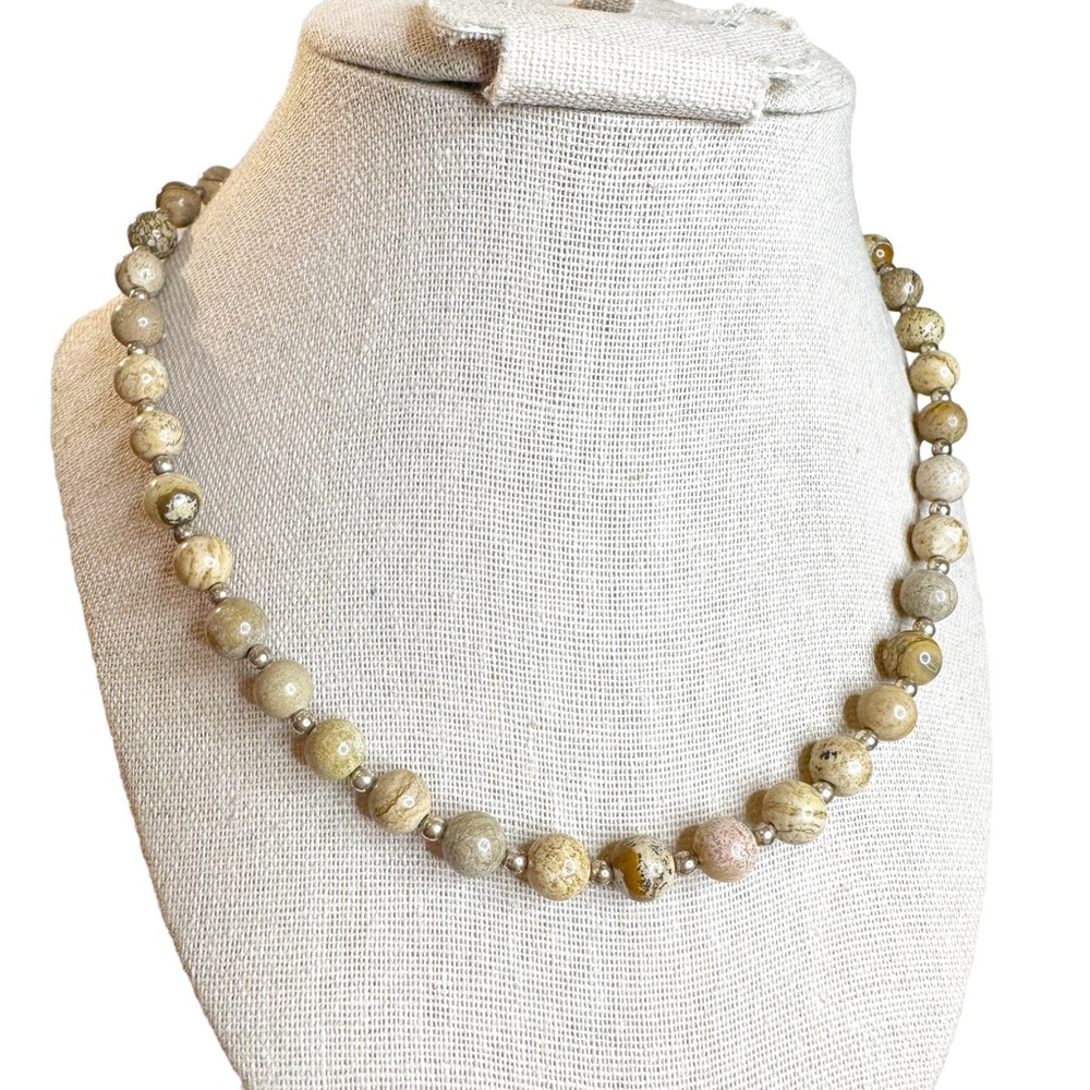 Samara NWT Sterling Silver & Picture Jasper Stone Beaded Necklace